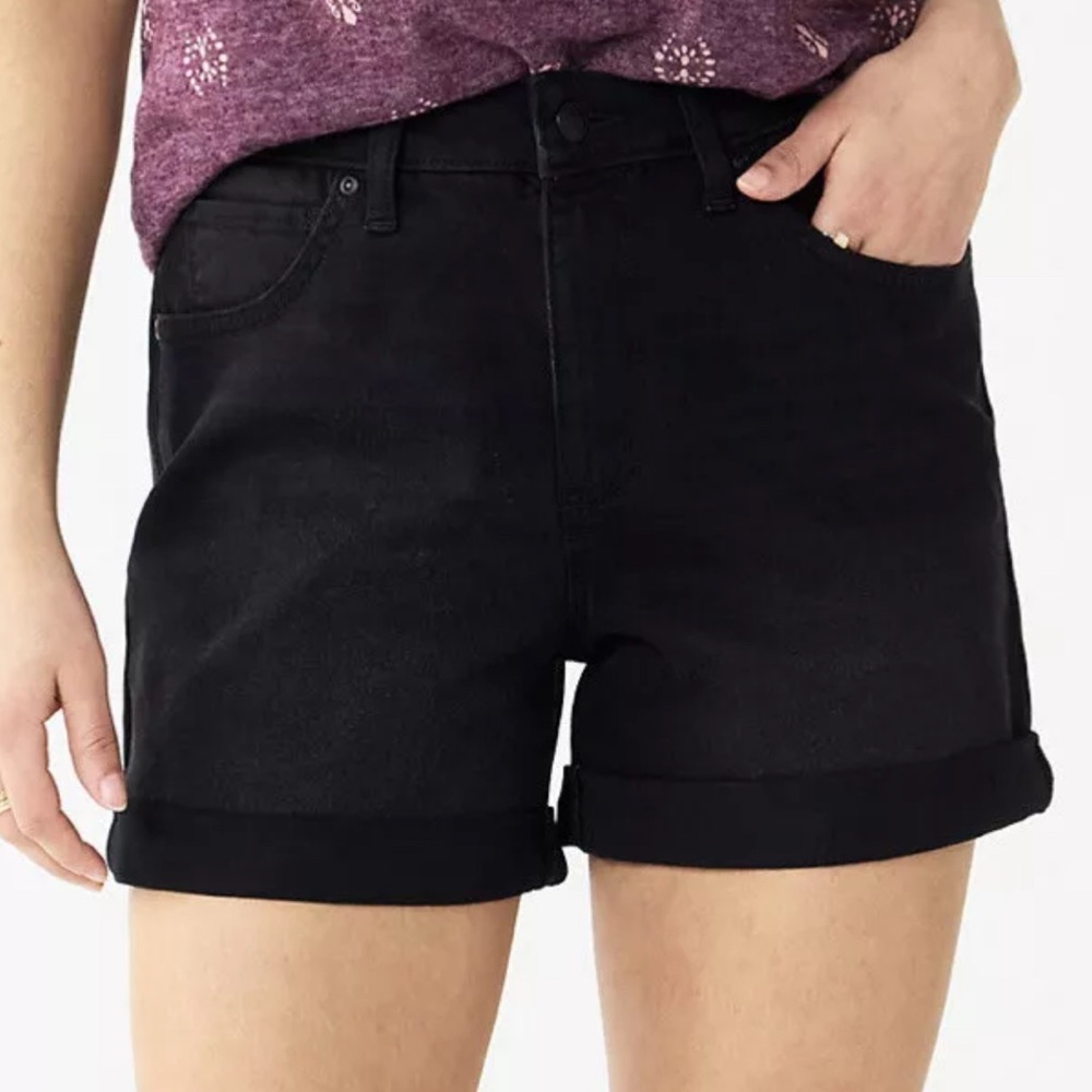 Sonoma Black Jean Shorts High-Waisted Cuffed
